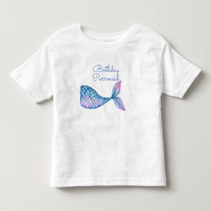 Birthday purrmaid cat mermaid waterverf girl kinder shirts