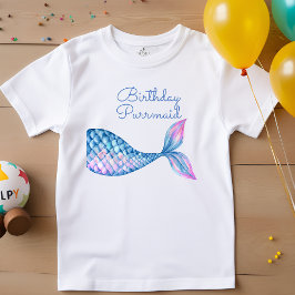Birthday purrmaid cat mermaid waterverf girl t-shirt
