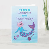 Birthday Purrmaid met Sparkly Glitter Kijk Kaart (Voorkant)