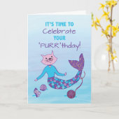 Birthday Purrmaid met Sparkly Glitter Kijk Kaart (Gele Bloem)