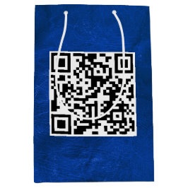 Birthday QR-code op blauw leder Medium Cadeauzakje