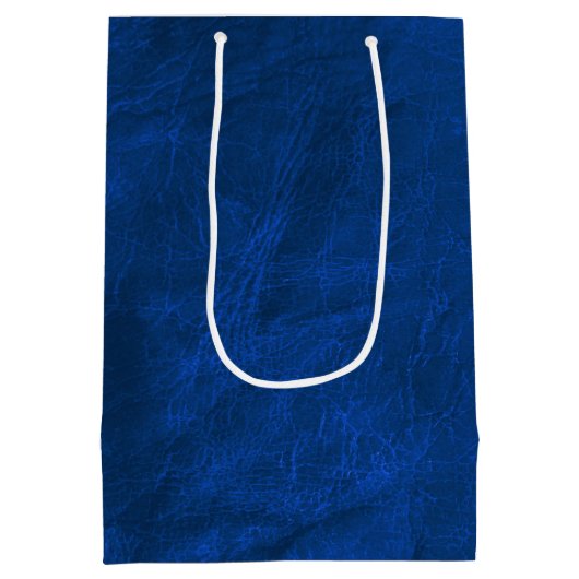 Birthday QR-code op blauw leder Medium Cadeauzakje (Achterkant)