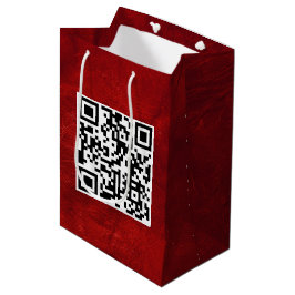 Birthday QR-code op rood leder Medium Cadeauzakje