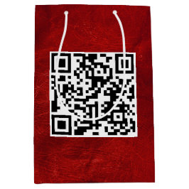 Birthday QR-code op rood leder Medium Cadeauzakje
