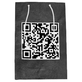 Birthday QR-code op zwart leder Medium Cadeauzakje