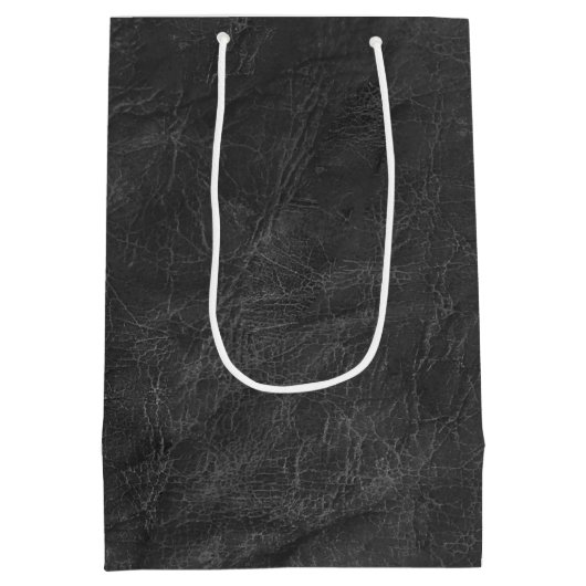 Birthday QR-code op zwart leder Medium Cadeauzakje (Achterkant)