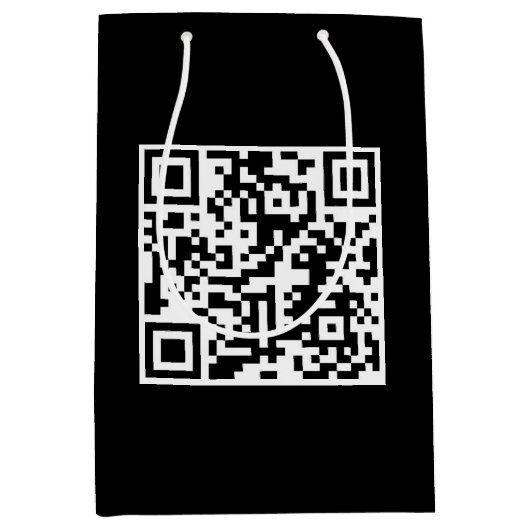 Birthday QR-code op zwart Medium Cadeauzakje (Voorkant)