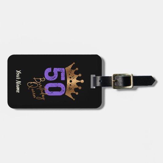 Birthday Queen 50 voor 50ste verjaardag  kroon Bagagelabel (Voorkant horizontaal)