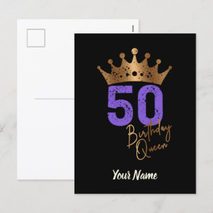 Birthday Queen 50 voor 50ste verjaardag  kroon Feestdagenkaart