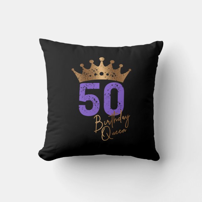 Birthday Queen 50 voor 50ste verjaardag  kroon Kussen (Voorkant)
