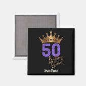 Birthday Queen 50 voor 50ste verjaardag  kroon Magneet (Voorkant / Achterkant)