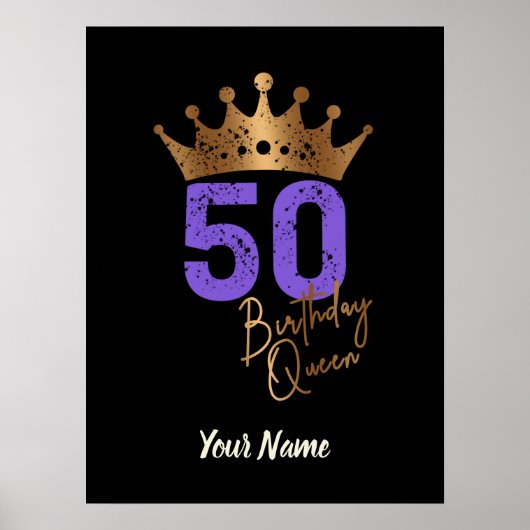 Birthday Queen 50 voor 50ste verjaardag kroon Poster (Voorkant)