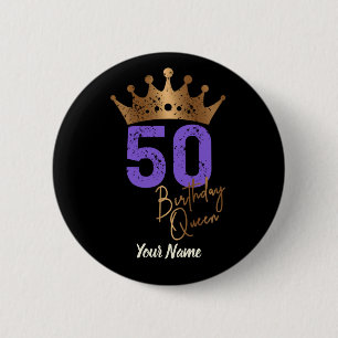 Birthday Queen 50 voor 50ste verjaardag  kroon Ronde Button 5,7 Cm