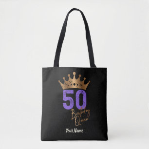 Birthday Queen 50 voor 50ste verjaardag kroon Tote Bag