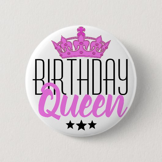 Birthday Queen en Pink Crown Ronde Button 5,7 Cm (Voorkant)
