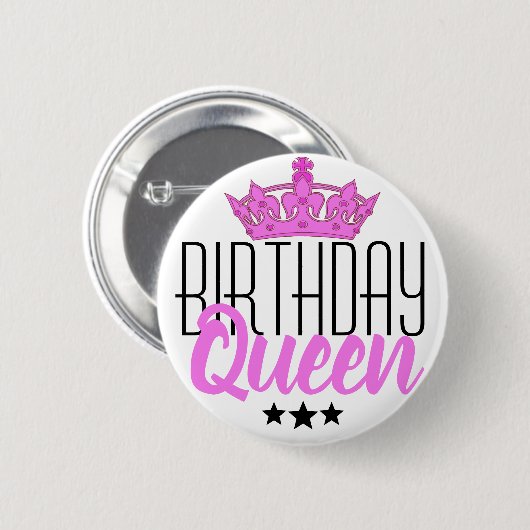 Birthday Queen en Pink Crown Ronde Button 5,7 Cm (Voorkant /achterkant)