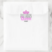 Birthday Queen en Pink Crown Ronde Sticker (Tas)