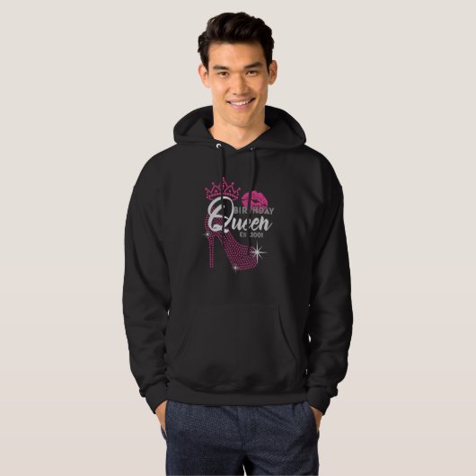 Birthday Queen Est 2001 Cute Pink Heel Birthday Fo Hoodie (Voorkant volledig)