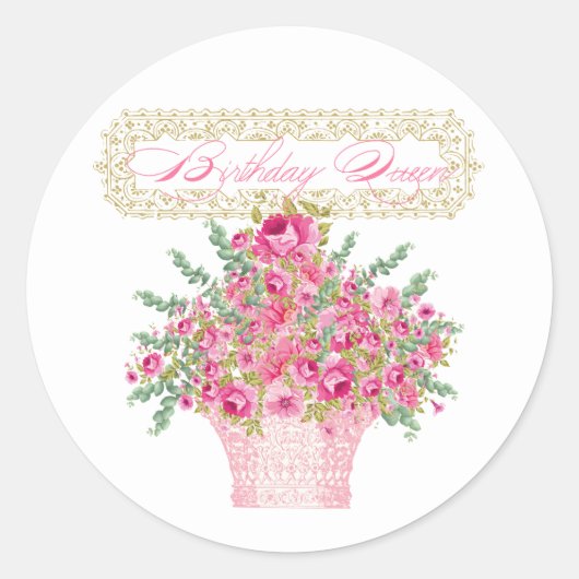 Birthday Queen, Happy Birthday Envelope Seals Ronde Sticker (Voorkant)