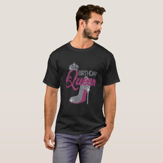 Birthday Queen High Hell Bling Rhinestone Woman Gi T-shirt (Voorkant volledig)