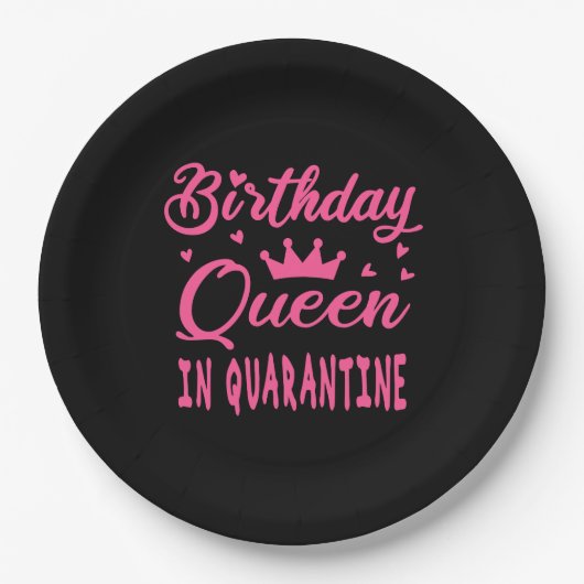 Birthday Queen in Quarantine Papieren Bordje (Voorkant)