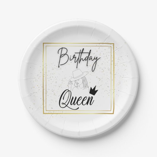 Birthday Queen Paper Borden Papieren Bordje (Voorkant)