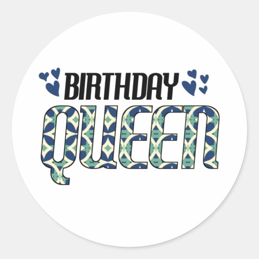 Birthday Queen Ronde Sticker (Voorkant)