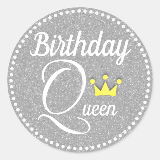 Birthday Queen Ronde Sticker (Voorkant)