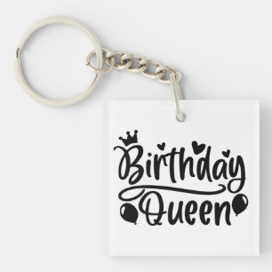 Birthday Queen Square Sleutelhanger