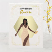 Birthday Queen | Zwart Wenskaart Kaart (Gele Bloem)