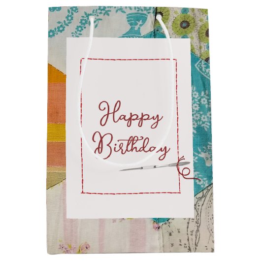 Birthday Quilt Pattern met Needle Medium Cadeauzakje (Voorkant)