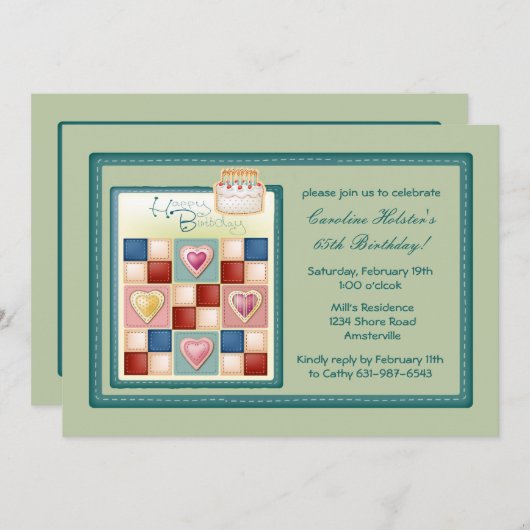 Birthday Quilt Uitnodiging (Voorkant / Achterkant)