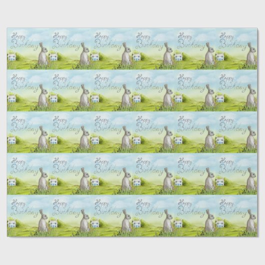 Birthday Rabbit Cadeaupapier (Vlak)