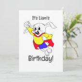 Birthday Rabbit Hero Uitnodiging (Staand voorkant)