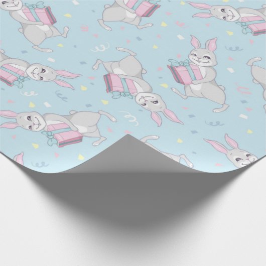 Birthday Rabbit Pattern Cadeaupapier (Hoek)
