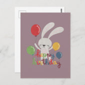 Birthday Rabbit Pun: Hoppy Birthday Briefkaart (Voorkant / Achterkant)