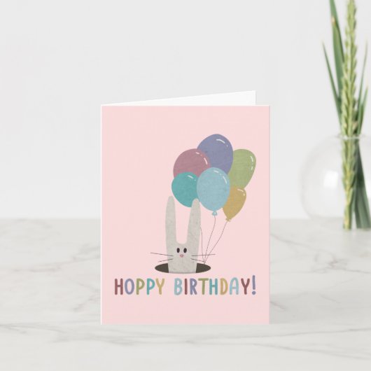 Birthday Rabbit Pun: Hoppy Birthday Kaart (Voorkant)