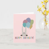 Birthday Rabbit Pun: Hoppy Birthday Kaart (Gele Bloem)