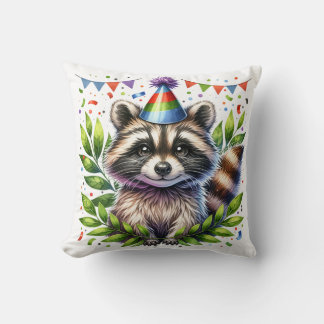 Birthday Raccoon Kids, birthday party, fun design Kussen