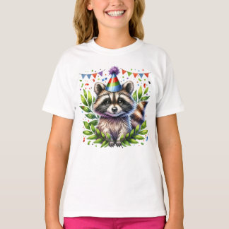 Birthday Raccoon Kids, birthday party, fun design T-shirt