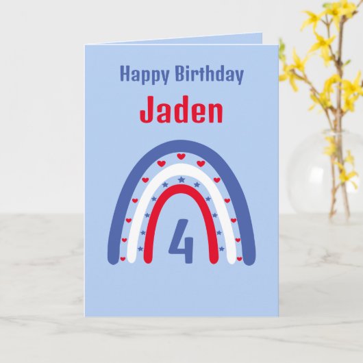 Birthday Rainbow Age Boho Kaart (Gele Bloem)