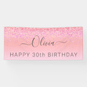Birthday Rainbow Pastel Glitter Girly Modern Spandoek (Horizontaal)