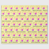 Birthday Rainbow Paw Print met hart Cadeaupapier (Vlak)