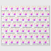 Birthday Rainbow Paw Print met hart Cadeaupapier (Vlak)