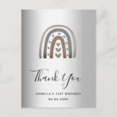 Birthday rainbow Silver modern bedankt Briefkaart (Voorkant)