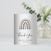 Birthday rainbow Silver modern bedankt Briefkaart (Staand voorkant)