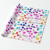 Birthday Rainbow-Stippen op wit Cadeaupapier (Uitgerold)