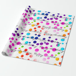 Birthday Rainbow-Stippen op wit Cadeaupapier
