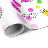 Birthday Rainbow-Stippen op wit Cadeaupapier (Rol Hoek)