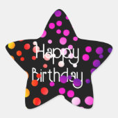 Birthday Rainbow-Stippen op zwart Ster Sticker (Voorkant)
